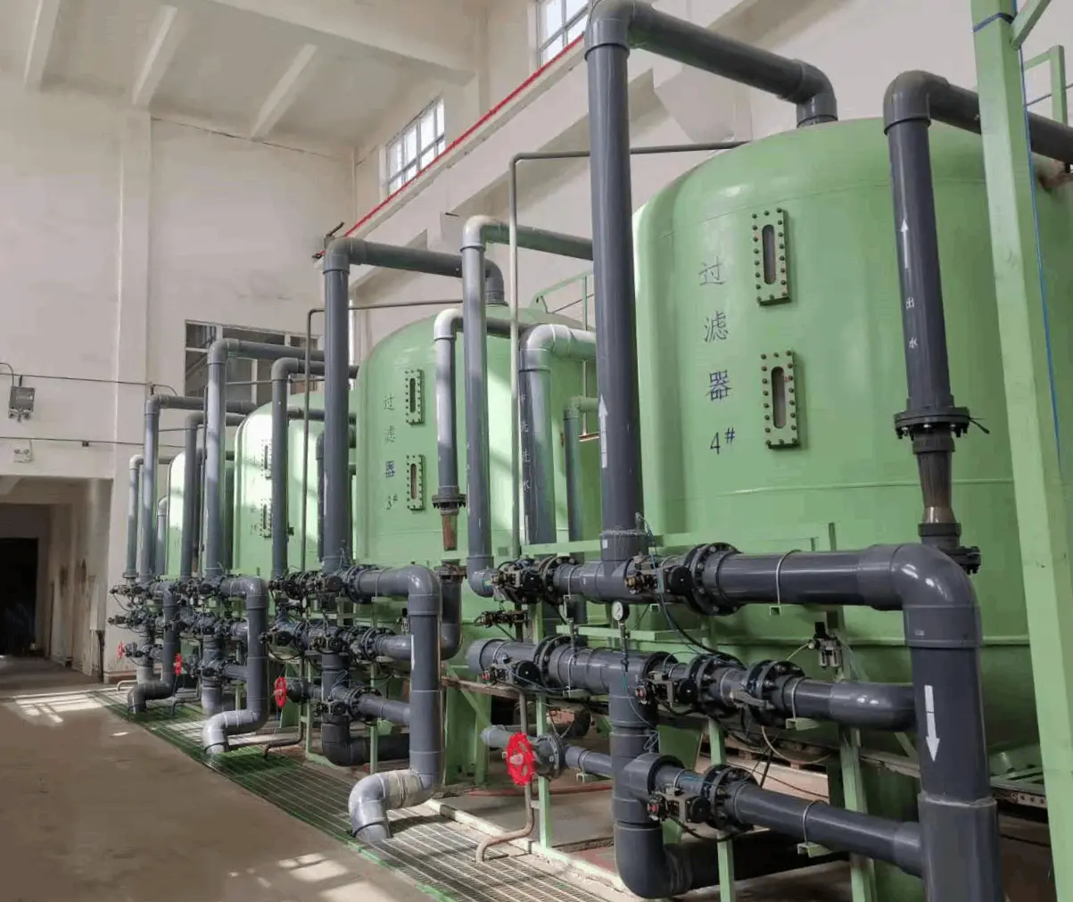 Why is it necessary to remove residual chlorine before using ion exchange resins?